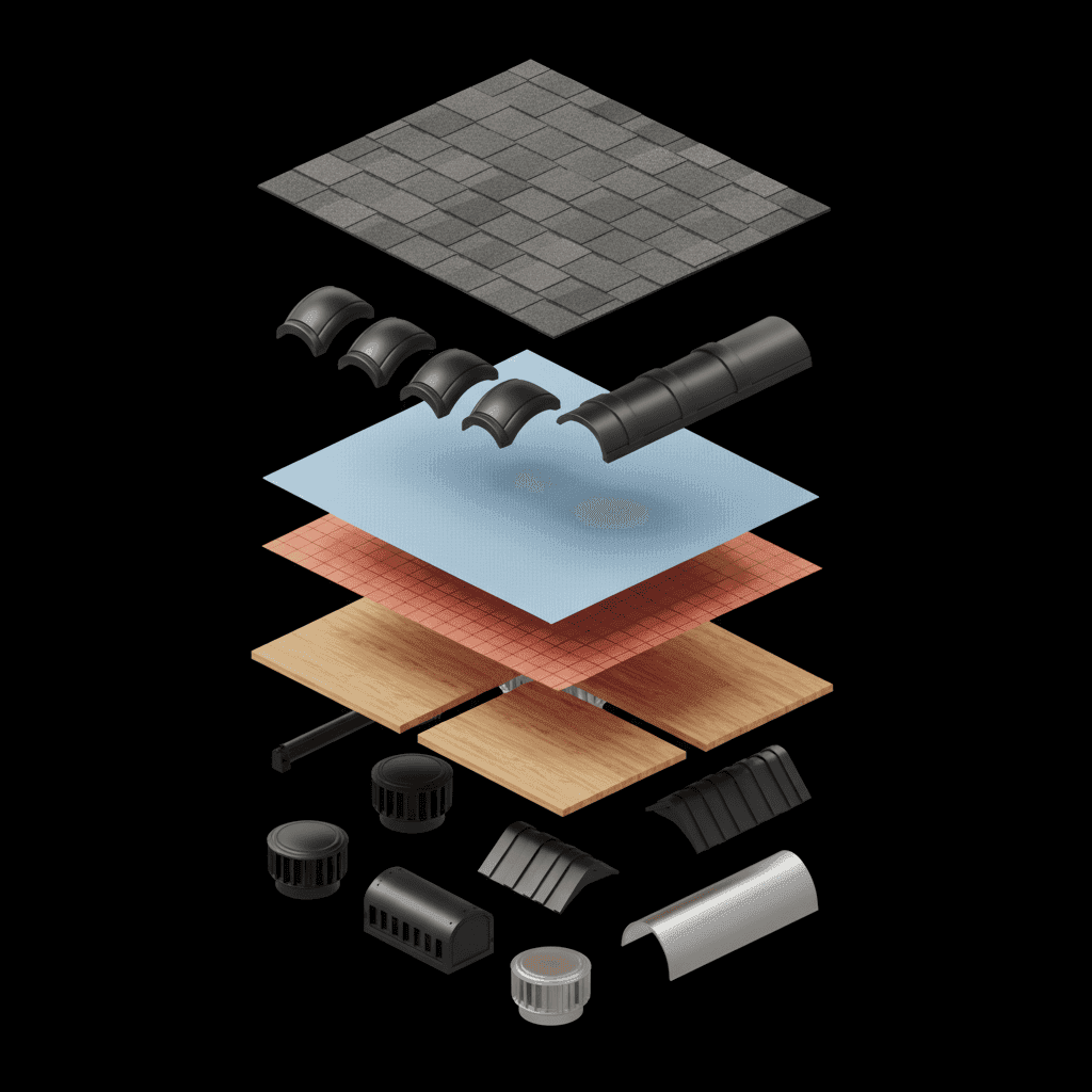 3D Exploded View of Complete Roofing System