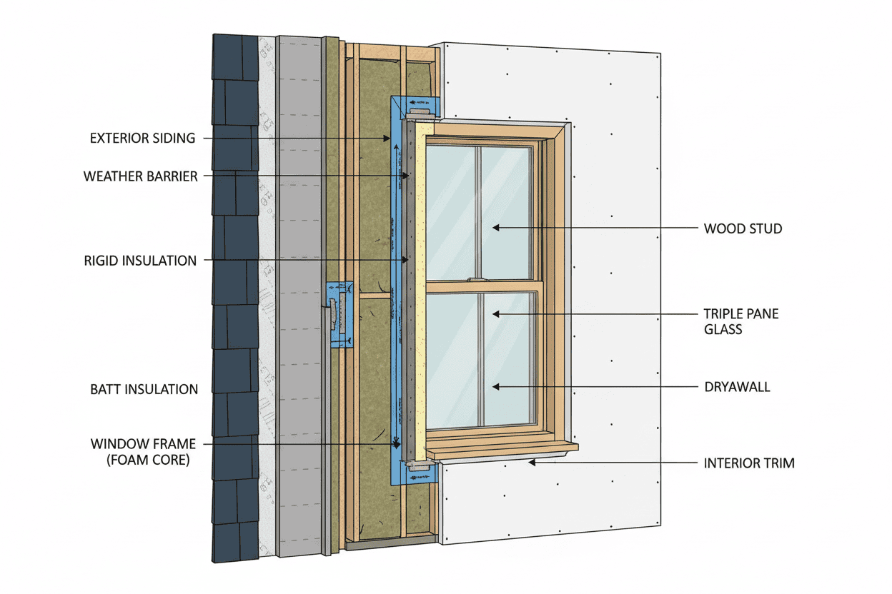 Complete Window Installation Cutaway